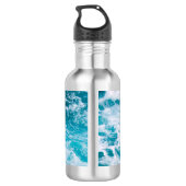 Blauwe oceaan golven waterfles (Achterkant)