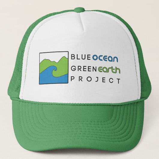 Blauwe Oceaan Groene Aarde - Groene Trucker Hat Pet (Voorkant)