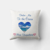 Blauwe Oceaan | Hart | Sierkussen (Achterkant)