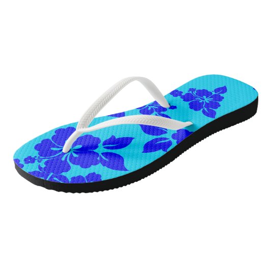 Blauwe Oceaan Hawaiian Pattern Teenslippers (Schuin)