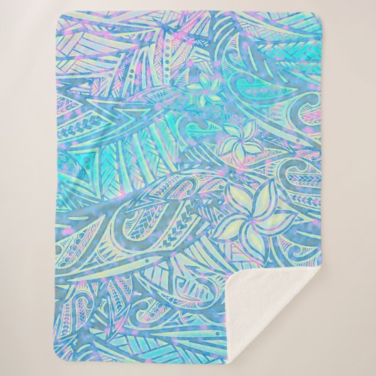 Blauwe Oceaan - Hawaiian - Samoan - Polynesiaanse Sherpa Deken (Voorkant)