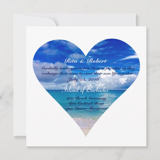 blauwe oceaan | Huwelijksuitnodiging Semi-Gloss Kaart (Voorkant)