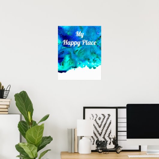 Blauwe oceaan inspo citeert waterverf kunst poster (Thuiskantoor)