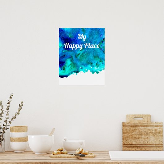 Blauwe oceaan inspo citeert waterverf kunst poster (Keuken)