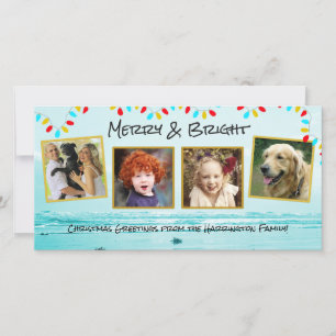 Blauwe Oceaan Kerstfamilie Fotocollage Kaarten