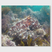 Blauwe oceaan koraal octopus wrapping papier (Vlak)