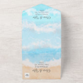 blauwe oceaan kust bruiloft all in one uitnodiging (Buitenkant)