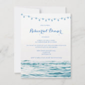 Blauwe oceaan licht repetitie dineruitnodigingen kaart (Voorkant)