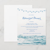 Blauwe oceaan licht repetitie dineruitnodigingen kaart (Voorkant / Achterkant)
