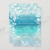 Blauwe Oceaan Lucht Glitter Ombre Bloem Bladmetaal Kaart (Voorkant / Achterkant)