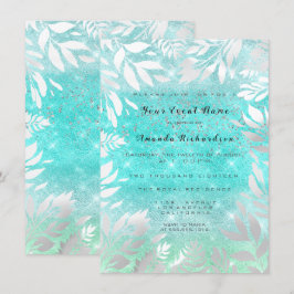 Blauwe Oceaan Lucht Glitter Ombre Bloem Frame Kaart