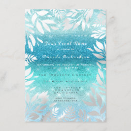Blauwe Oceaan Lucht Glitter Ombre Bloemige Folie N Kaart