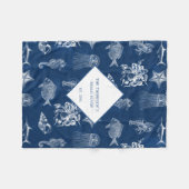 Blauwe oceaan Mariene Dieren Pattern Beach House Fleece Deken (Voorkant (Horizontaal))