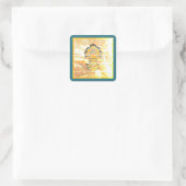 Blauwe oceaan-medaille vierkante sticker (Tas)