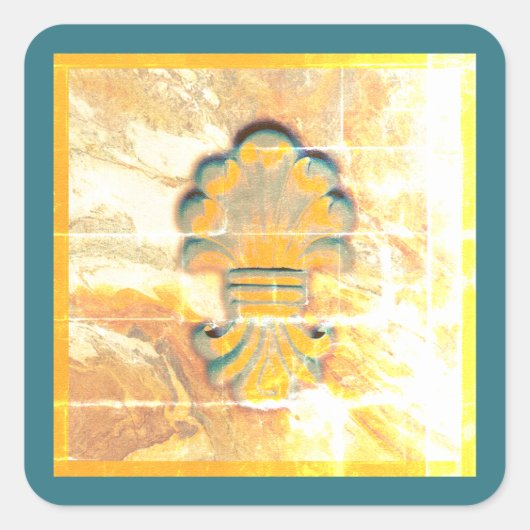 Blauwe oceaan-medaille vierkante sticker (Voorkant)