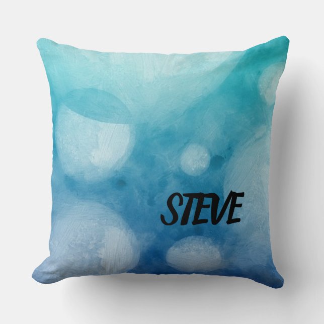 Blauwe Oceaan met Bubbel Worp Kussen (Voorkant)