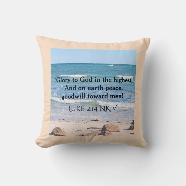 Blauwe oceaan met kerstmis Verse Faith Message Tho Kussen (Voorkant)