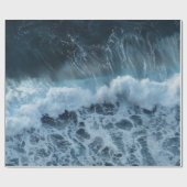Blauwe oceaan Nautical Zee Waves Cadeaupapier (Vlak)