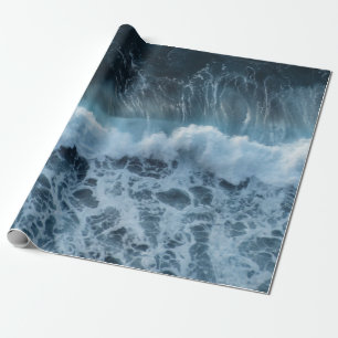 Blauwe oceaan Nautical Zee Waves Cadeaupapier