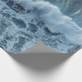 Blauwe oceaan Nautical Zee Waves Cadeaupapier (Hoek)