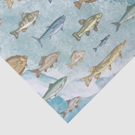 Blauwe Oceaan Nautisch Zeegezicht Tissuepapier (Detail)