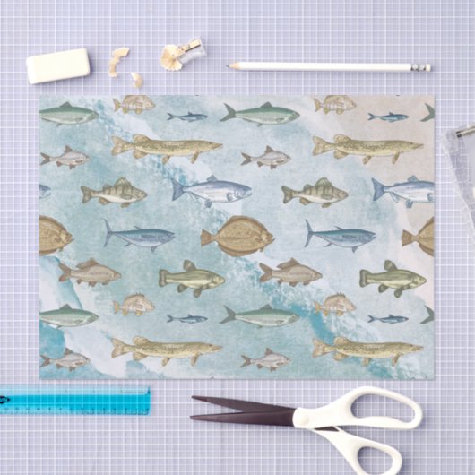 Blauwe Oceaan Nautisch Zeegezicht Tissuepapier (Craft)