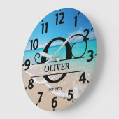 Blauwe Oceaan O Monogram Grote Klok (Hoek)