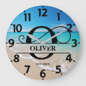 Blauwe Oceaan O Monogram Grote Klok (Voorkant)