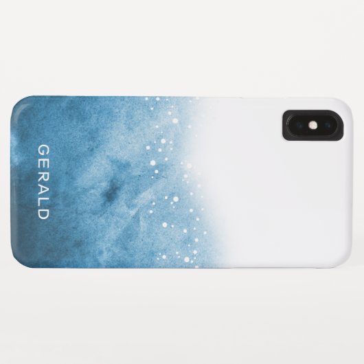 Blauwe oceaan Ombre Waterverf Bubbles Monogram Case-Mate iPhone Case (Achterkant (horizontaal))
