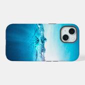 blauwe oceaan onder water iPhone 15 case (Achterkant horizontaal)
