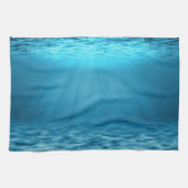 Blauwe oceaan onderwaterscène illustratie theedoek (Horizontaal)
