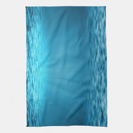 Blauwe oceaan onderwaterscène illustratie theedoek (Verticaal)