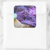 Blauwe oceaan paarse octopus vierkante sticker (Tas)