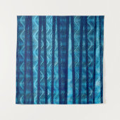 Blauwe Oceaan Retro Golf Stijl Strand Achtergrond Wandkleed (Voorkant)