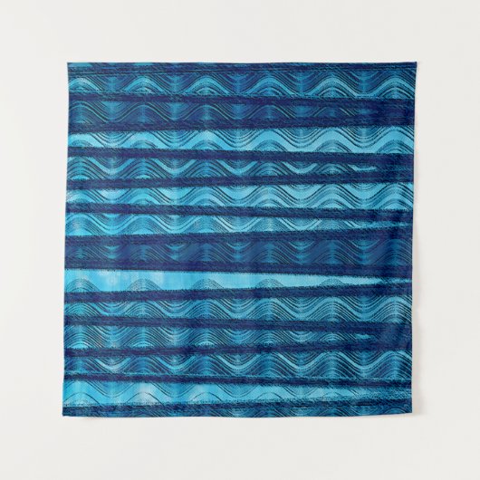 Blauwe Oceaan Retro Golf Strand Achtergrond Wandkleed (Voorkant (horizontaal))