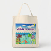 Blauwe Oceaan Schattigee Octopus Diep Zee Tropisch Tote Bag (Voorkant)