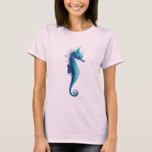 Blauwe oceaan Seahorse t shirt