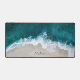 Blauwe oceaan strand kust initialen bureaumat