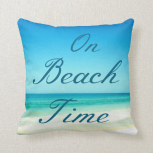 Blauwe Oceaan Strand Typografie Kussen