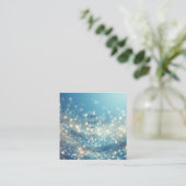 Blauwe Oceaan Subtiele zachte glitter achtergrond Vierkante Visitekaartje (Staand voorkant)