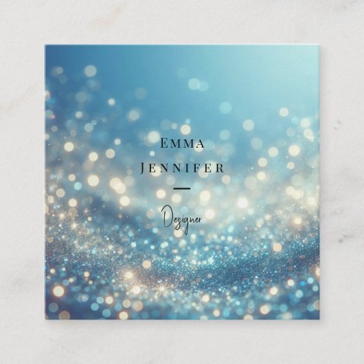 Blauwe Oceaan Subtiele zachte glitter achtergrond Vierkante Visitekaartje (Voorkant)