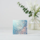 Blauwe Oceaan Subtiele zachte glitter achtergrond Vierkante Visitekaartje (Staand voorkant)