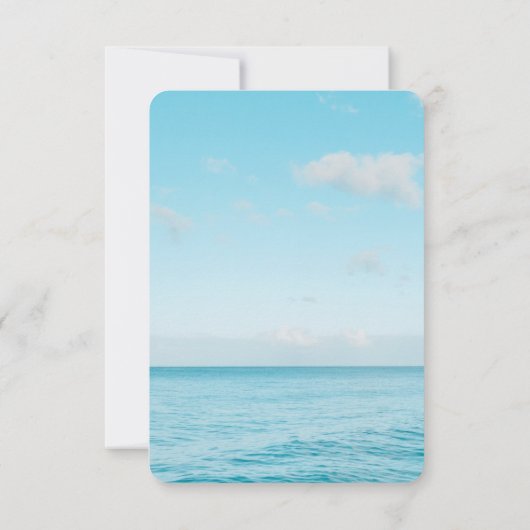 Blauwe oceaan surfer moderne bruiloft kaart (Achterkant)