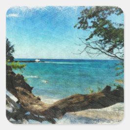 Blauwe Oceaan Vierkante Sticker