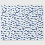 Blauwe Oceaan Vis Cadeaupapier (Vlak)