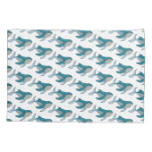 Blauwe Oceaan Walvis Patroon Kussensloop (Achterkant)