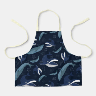 Blauwe oceaan walvissen patroon schort