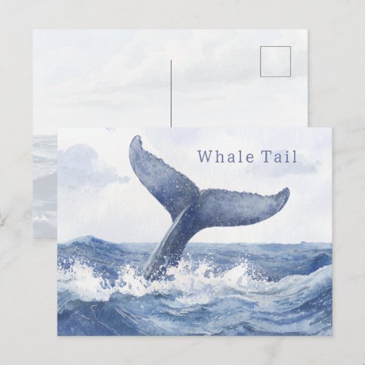 Blauwe Oceaan Walvisstaart Briefkaart (Voorkant / Achterkant)