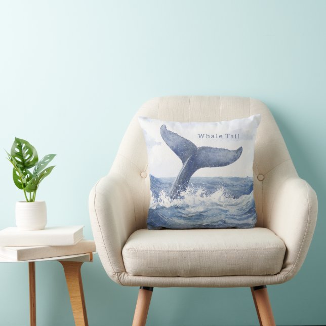 Blauwe Oceaan Walvisstaart Kussen (Stoel)
