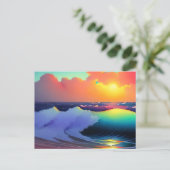 Blauwe Oceaan Water en Roze Wolken Briefkaart (Staand voorkant)